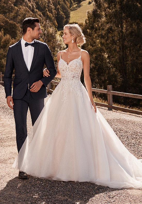Sheer A-Line Wedding Dress with Subtle Sparkle - Martina Liana Wedding  Dresses
